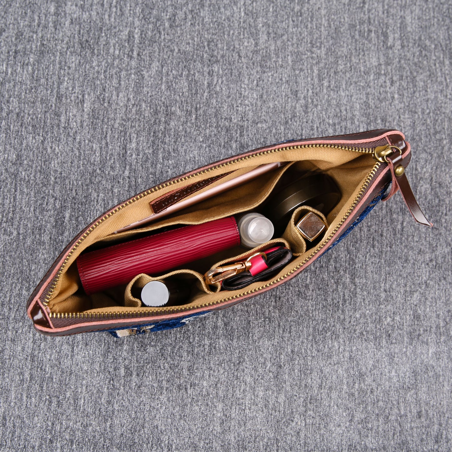 Carpet Makeup Bag Floral Blue