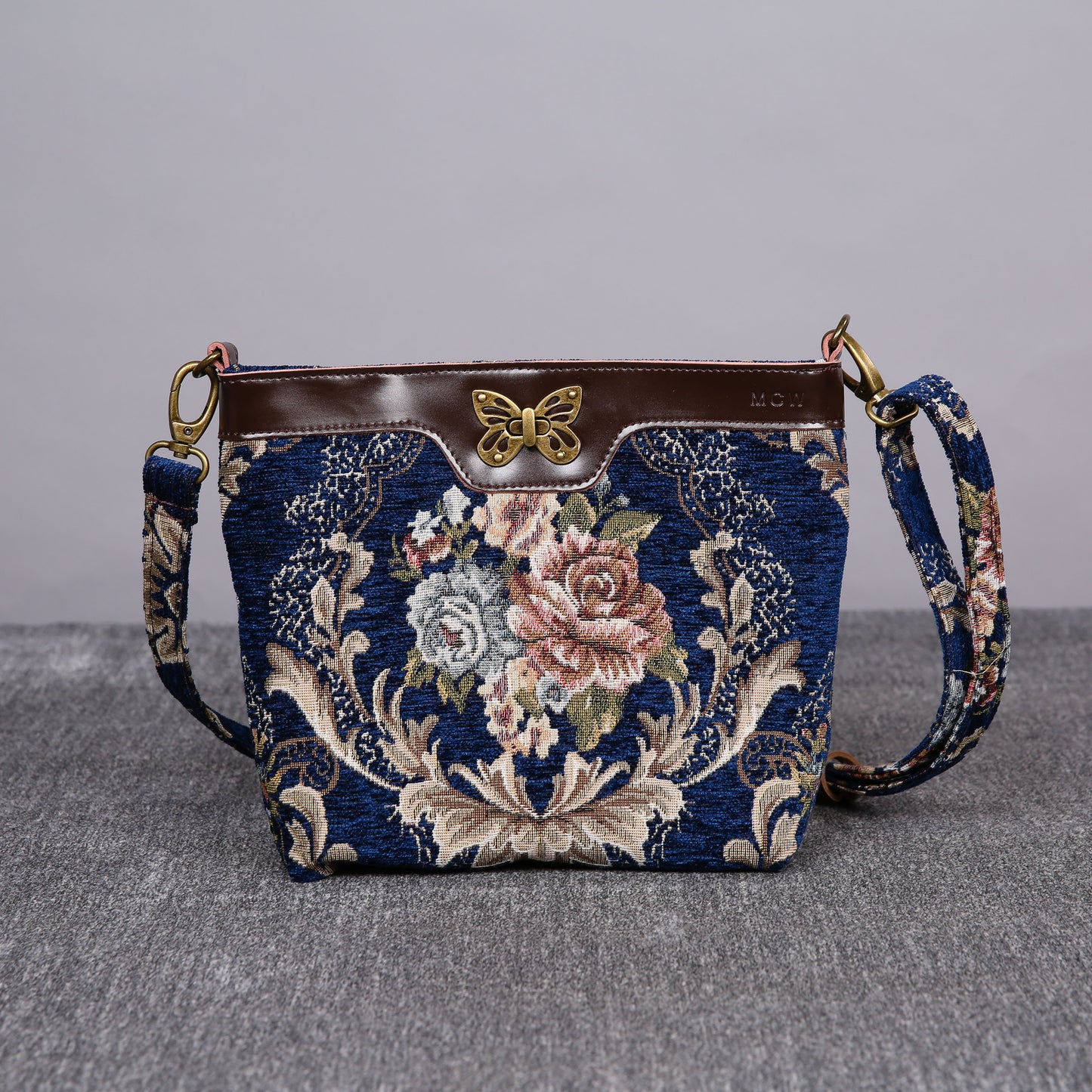 Carpet Crossbody Bag Floral Blue