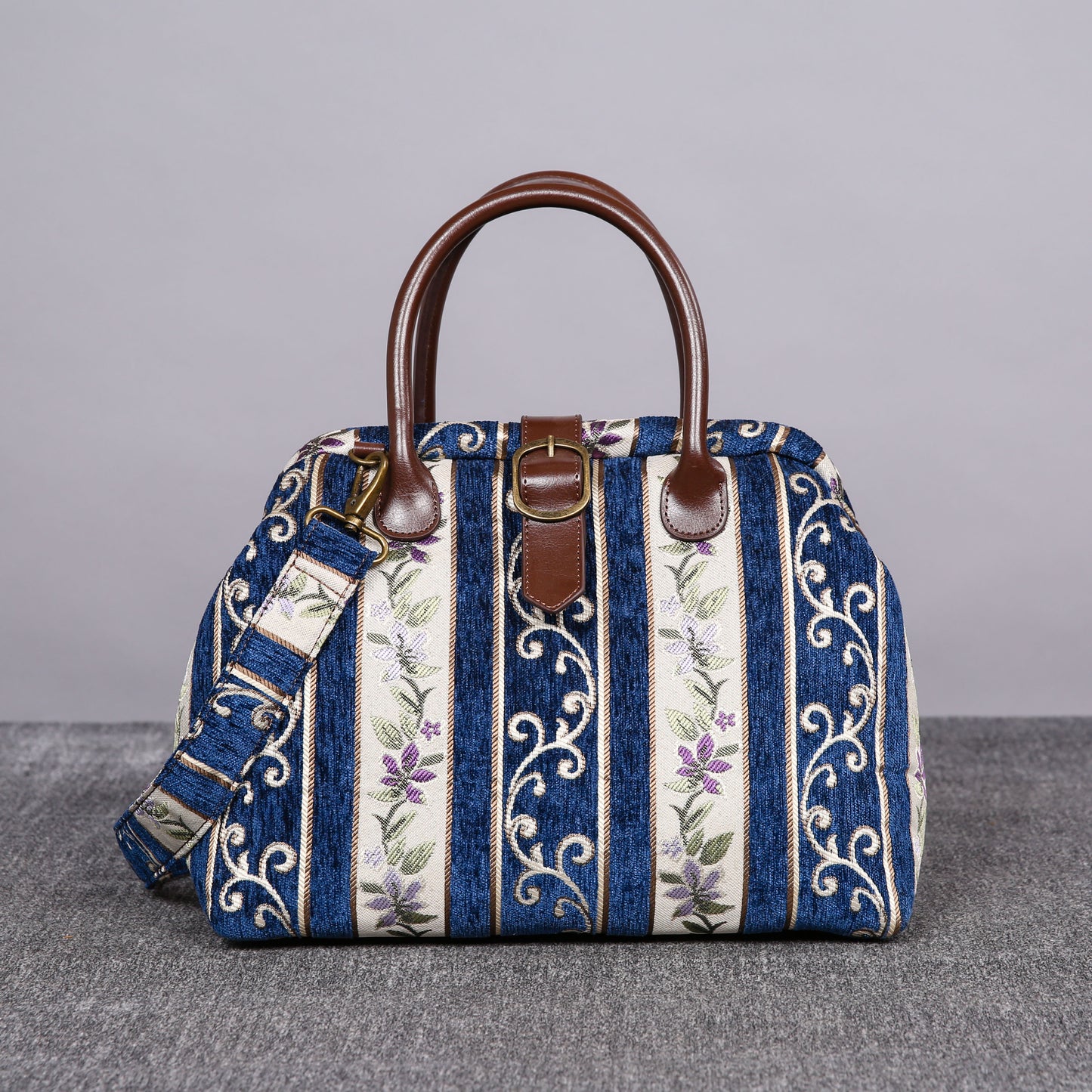 Carpet Purse Victorian Stripes Navy