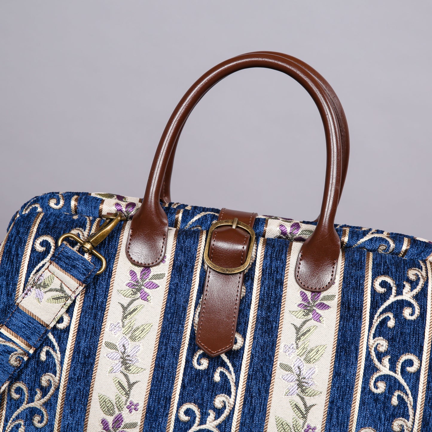 Mary Poppins Carpet Bag Victorian Stripes Navy