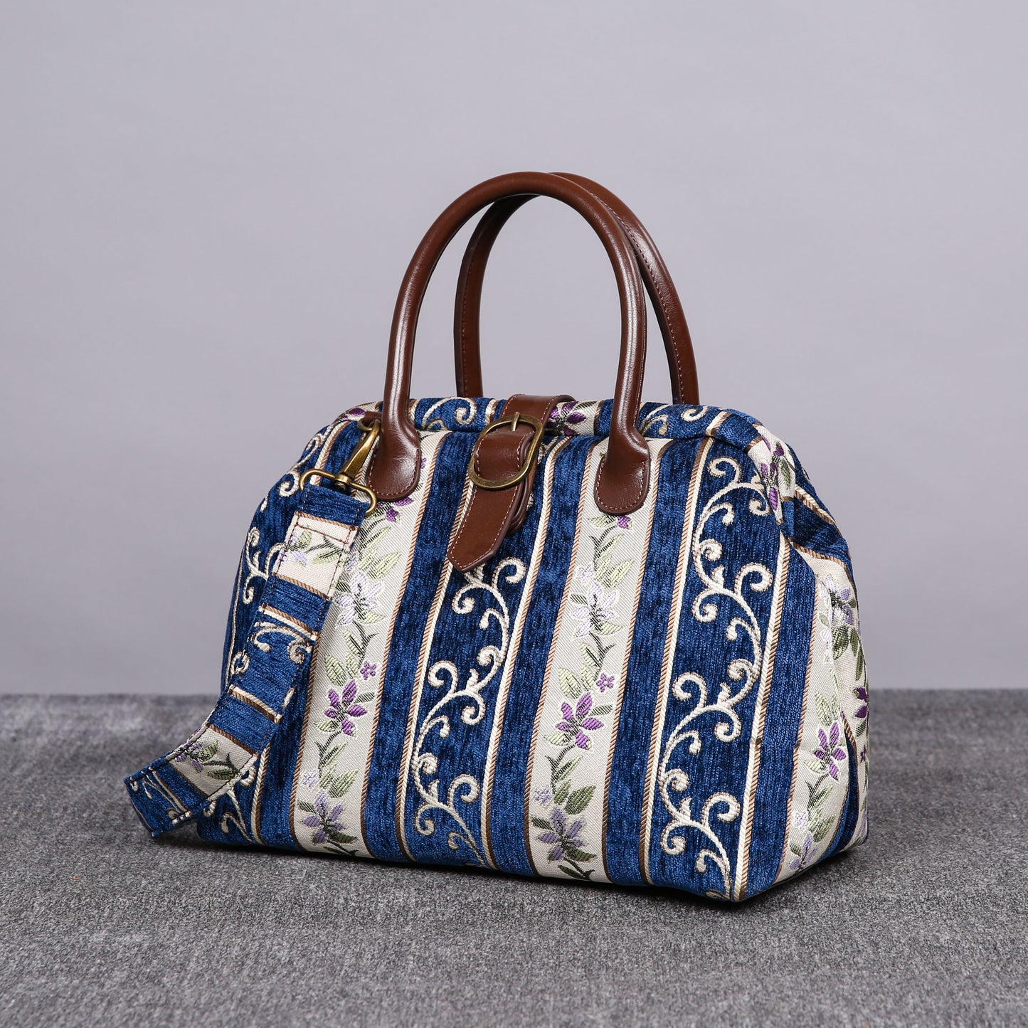 Carpet Purse Victorian Stripes Navy