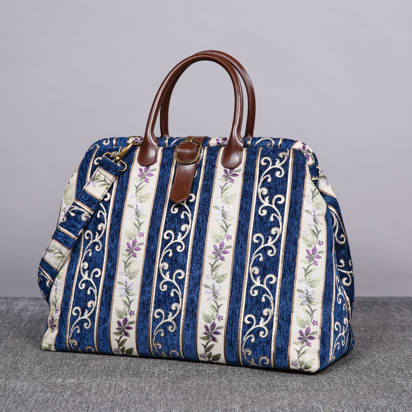 Mary Poppins Carpet Bag Victorian Stripes Navy
