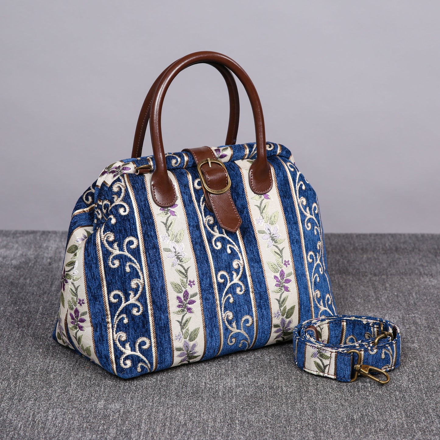 Carpet Purse Victorian Stripes Navy
