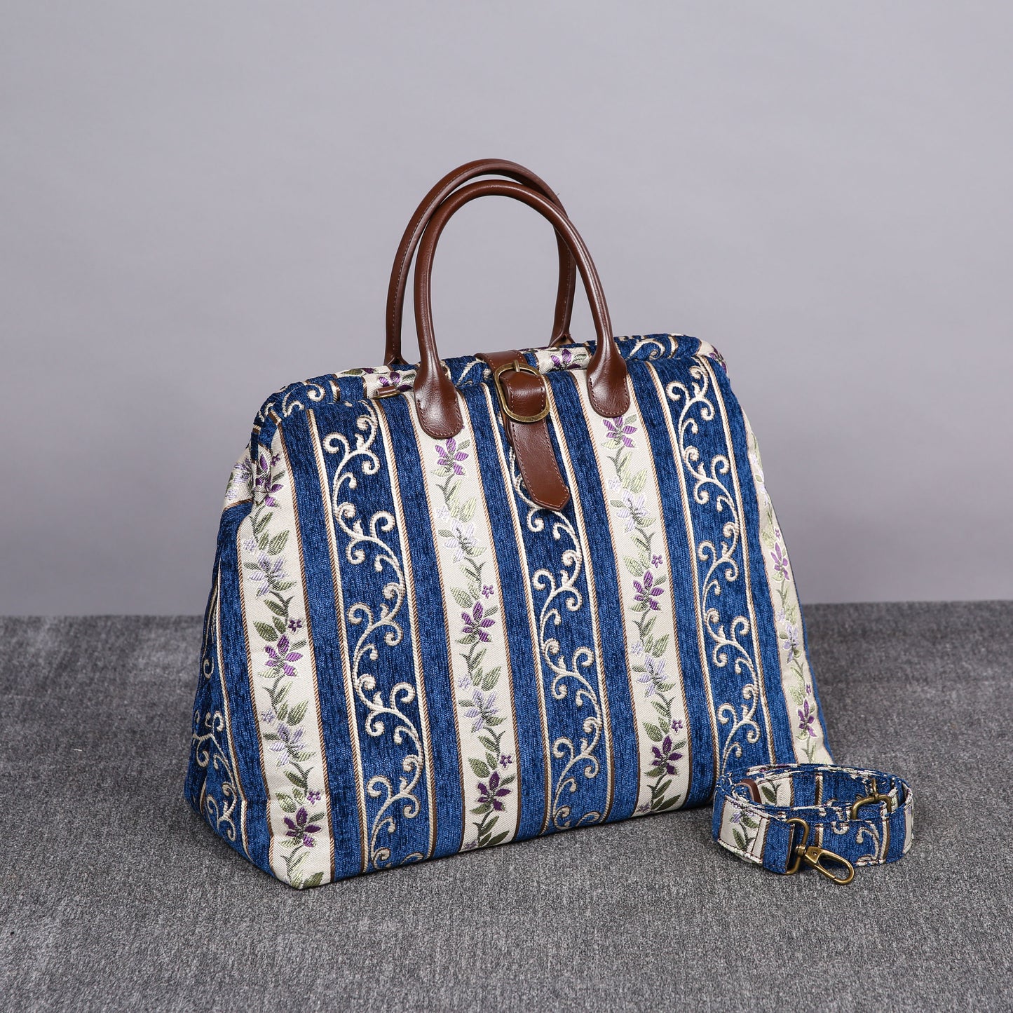 Mary Poppins Carpet Bag Victorian Stripes Navy