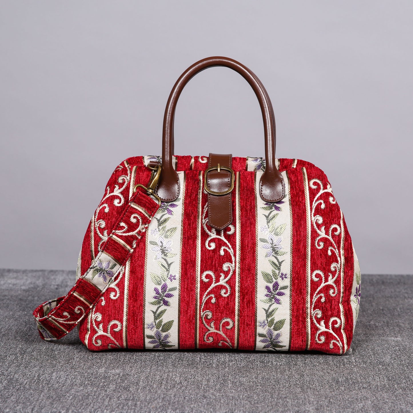 Carpet Purse Victorian Stripes Red