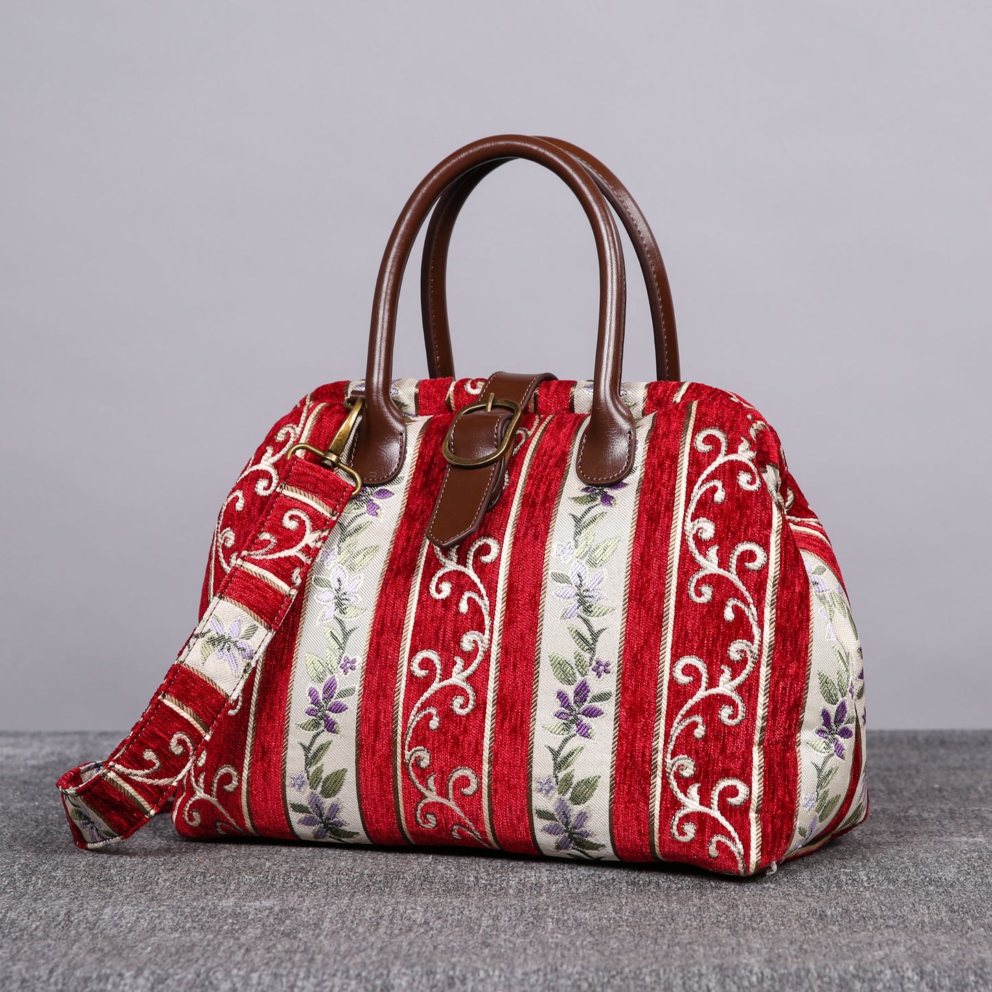 Carpet Purse Victorian Stripes Red