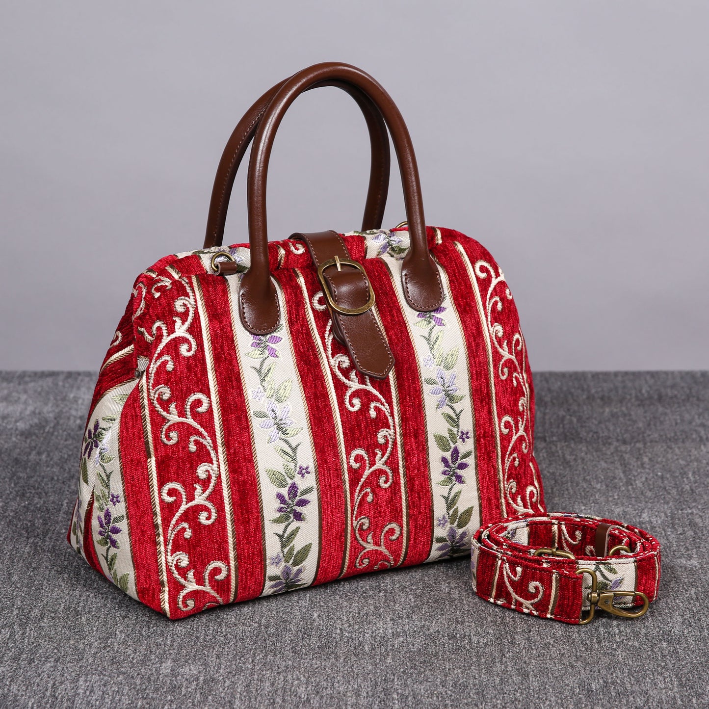 Carpet Purse Victorian Stripes Red