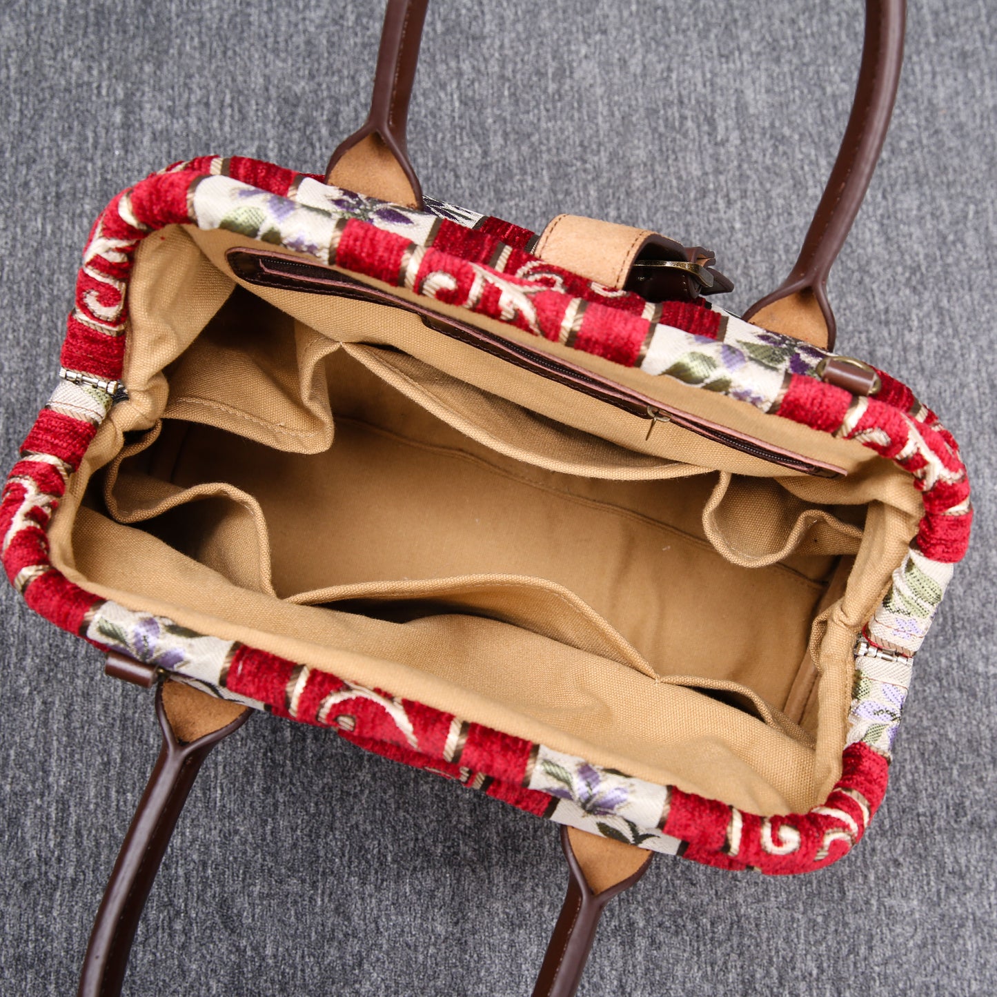 Carpet Purse Victorian Stripes Red