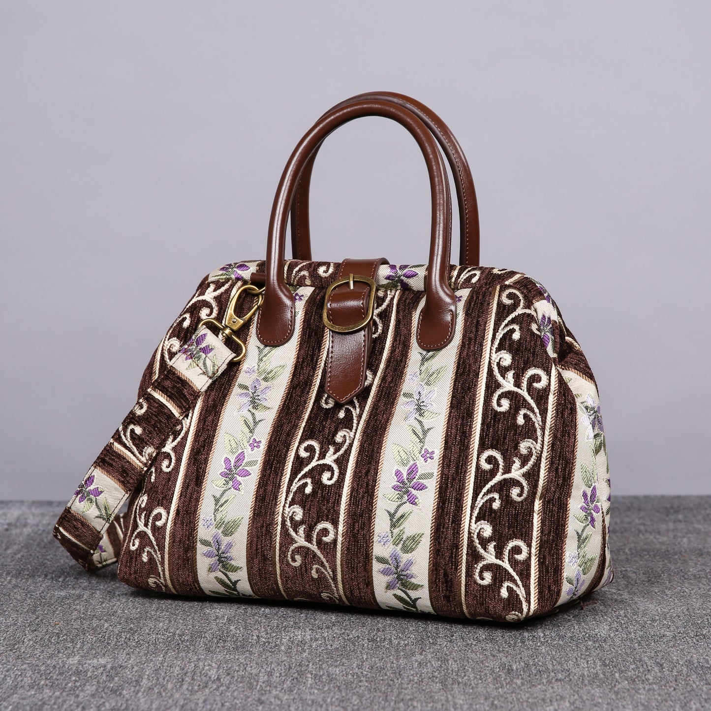 Carpet Purse Victorian Stripes Coffee
