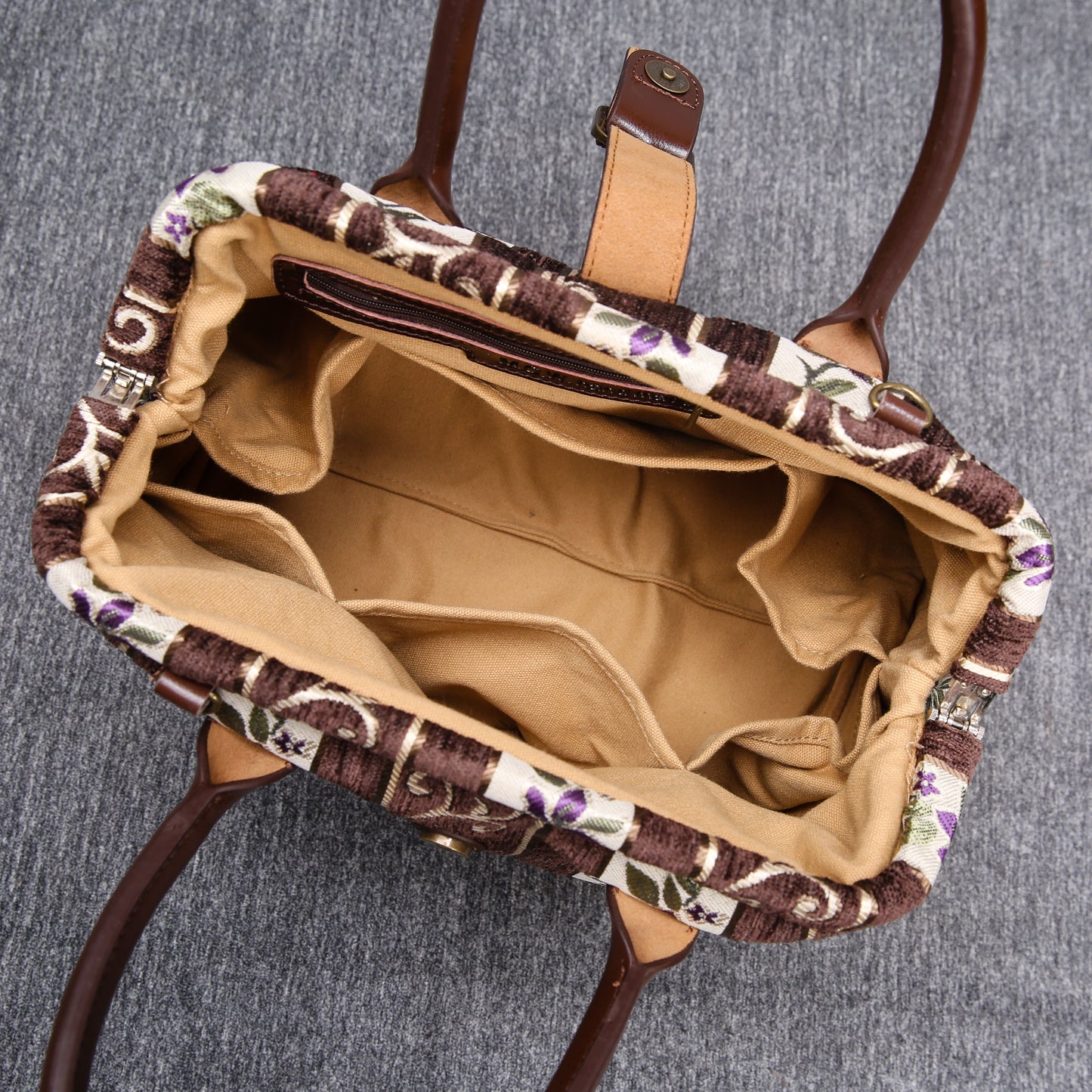 Carpet Purse Victorian Stripes Coffee