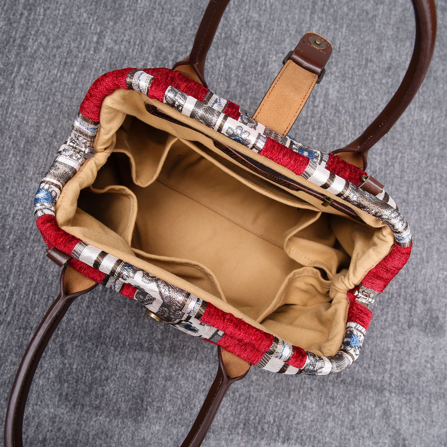 Carpet Purse Ethnic Stripes Wine