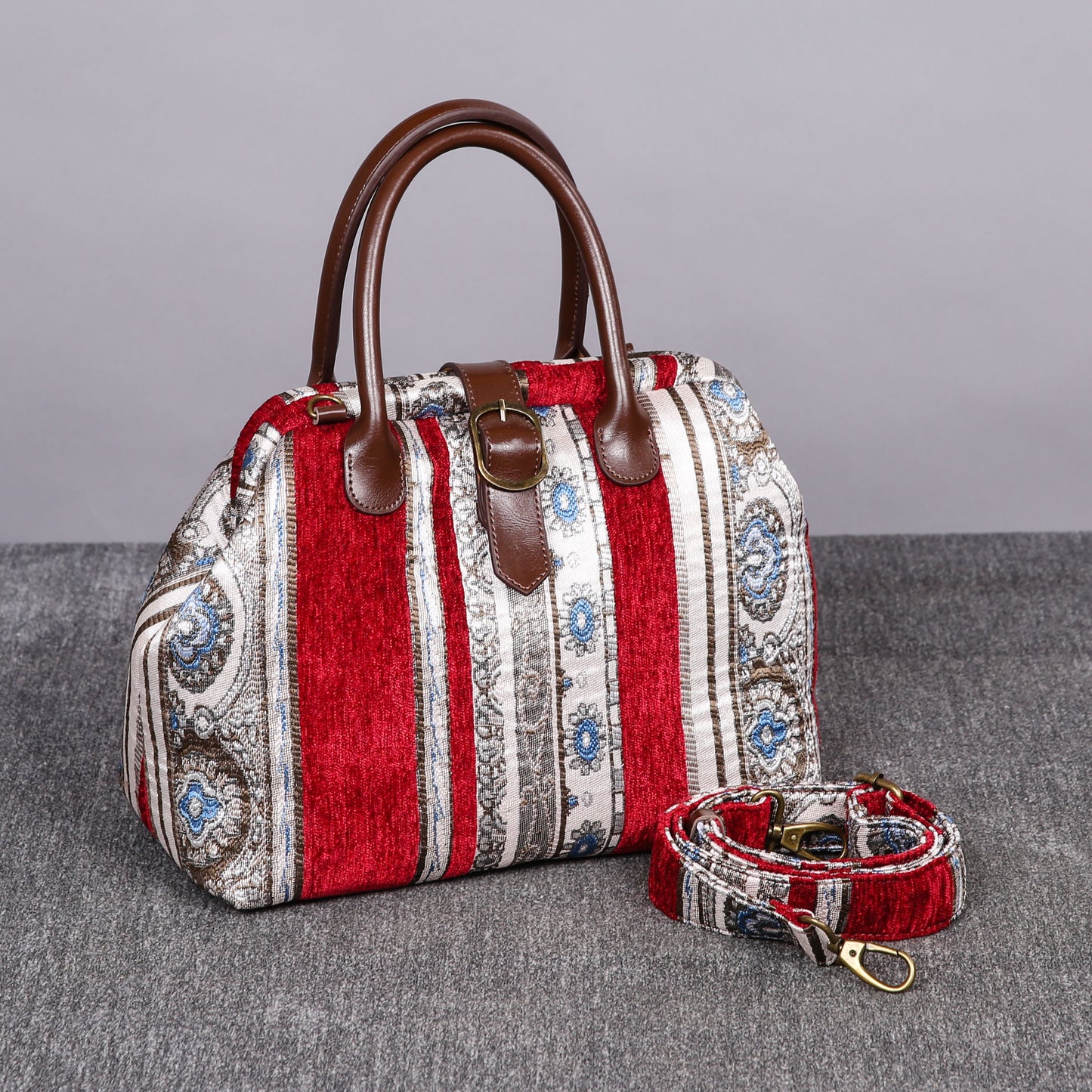 Carpet Purse Ethnic Stripes Wine