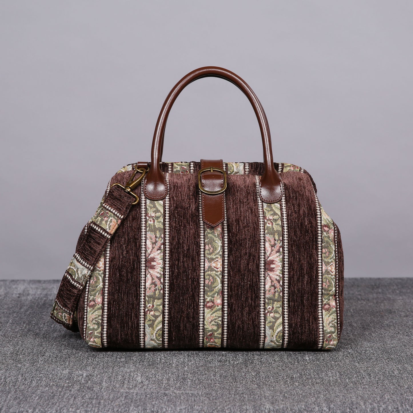Carpet Purse Floral Stripes Coffee