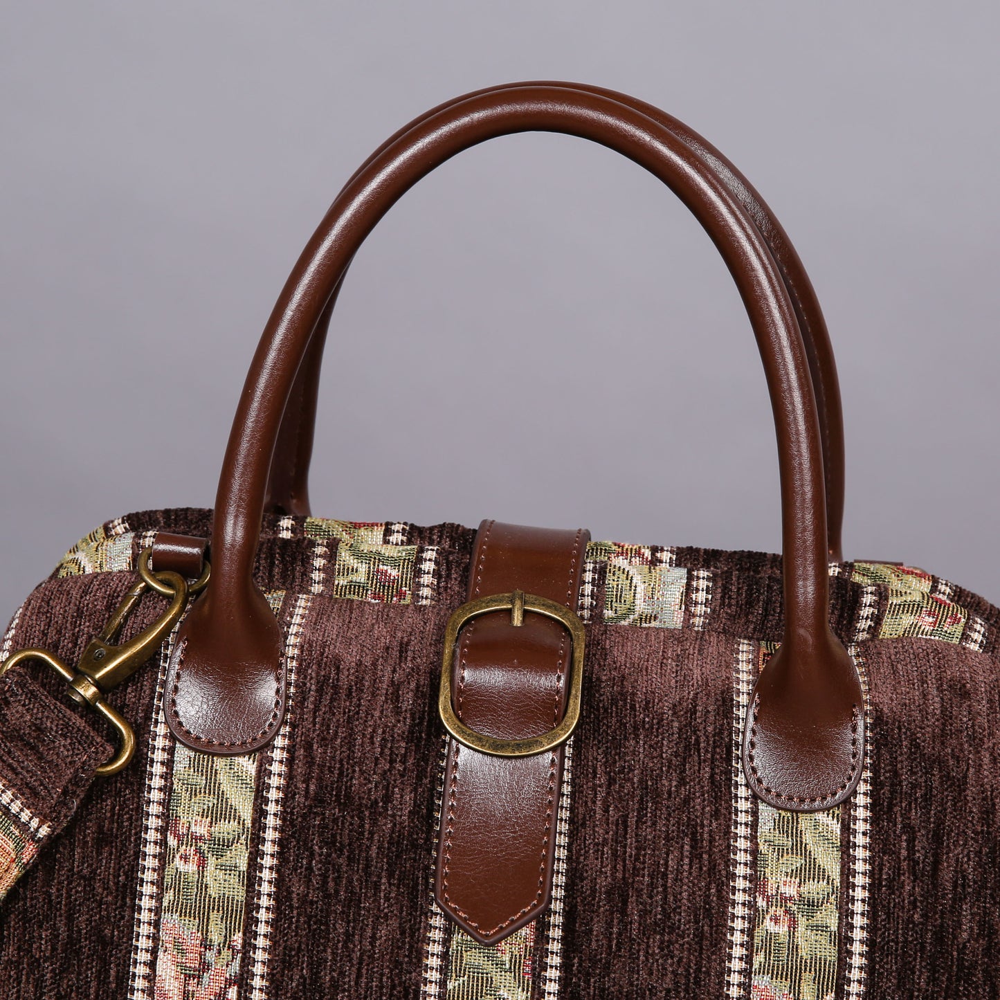 Carpet Purse Floral Stripes Coffee