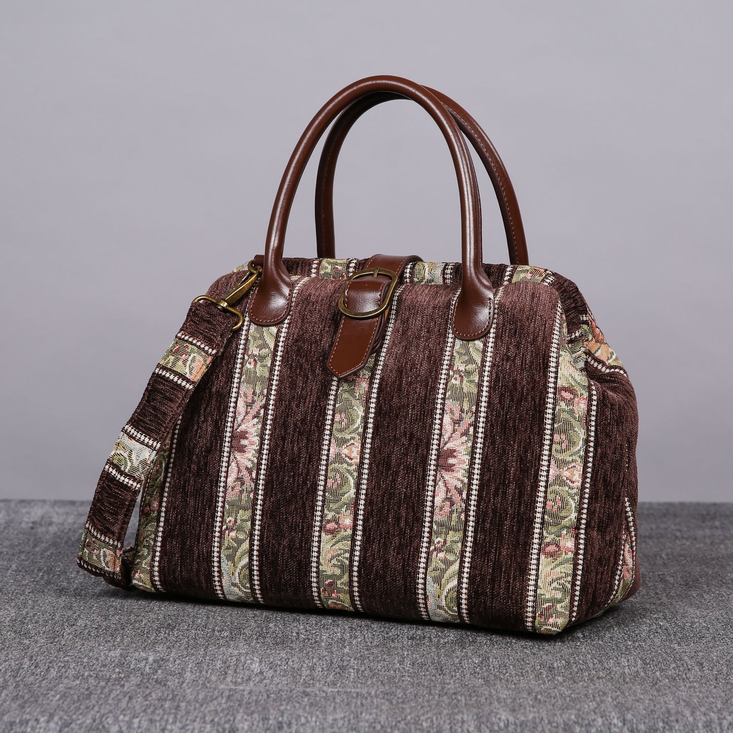 Carpet Purse Floral Stripes Coffee