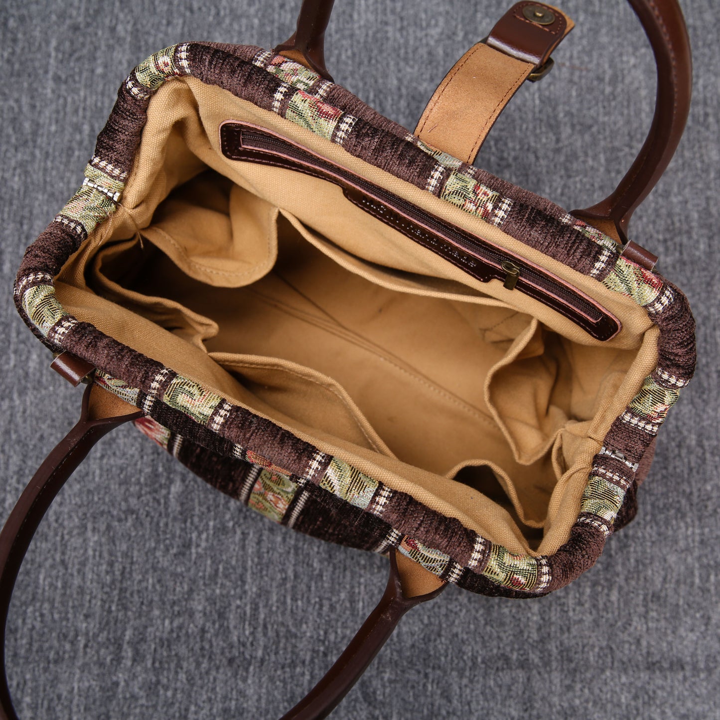 Carpet Purse Floral Stripes Coffee