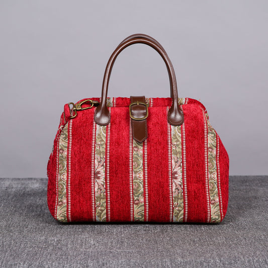 Carpet Purse Floral Stripes Red