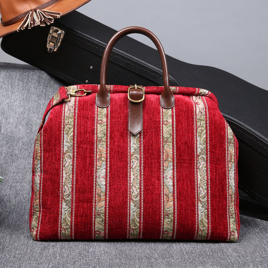 Mary Poppins Carpet Bag Floral Stripes Red