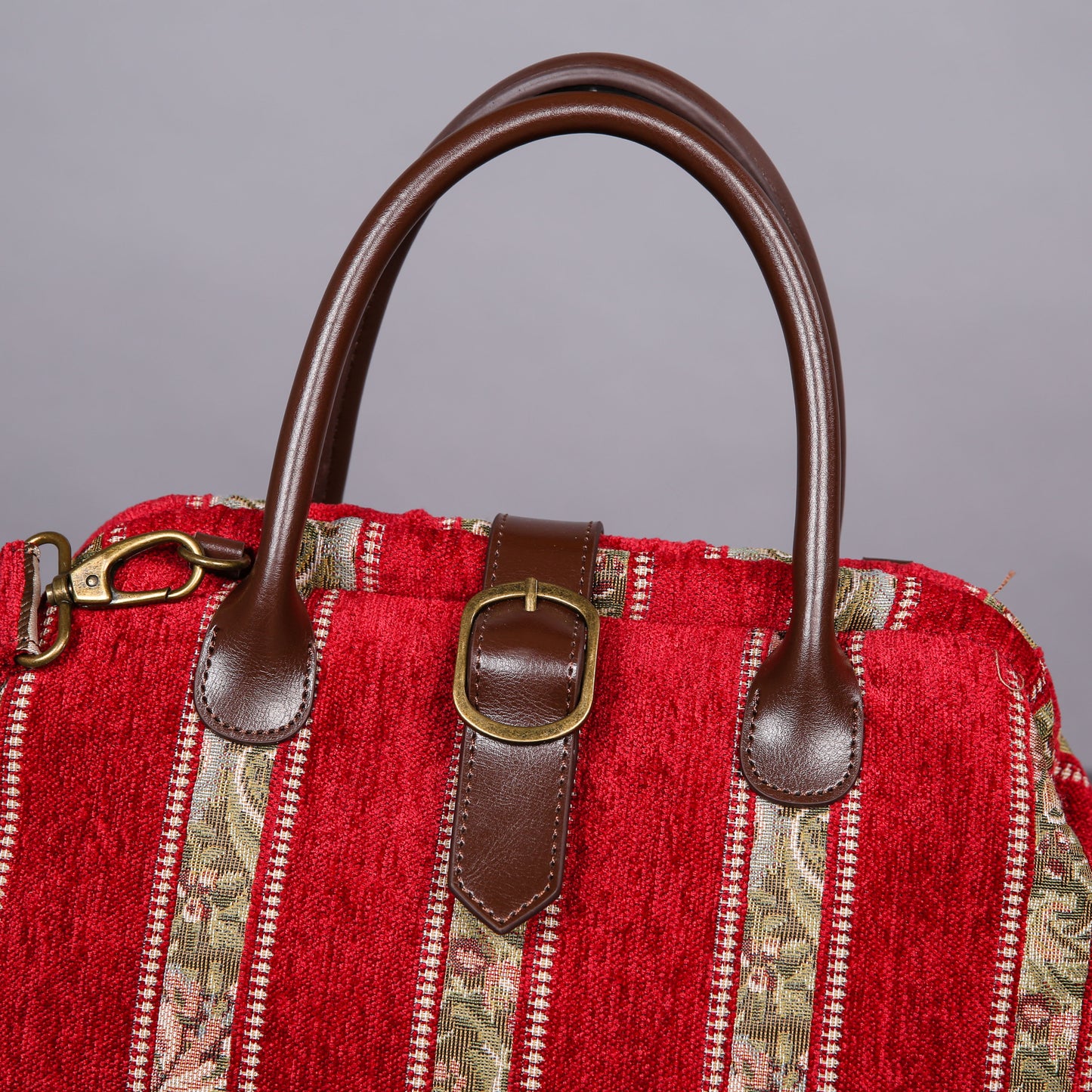Carpet Purse Floral Stripes Red