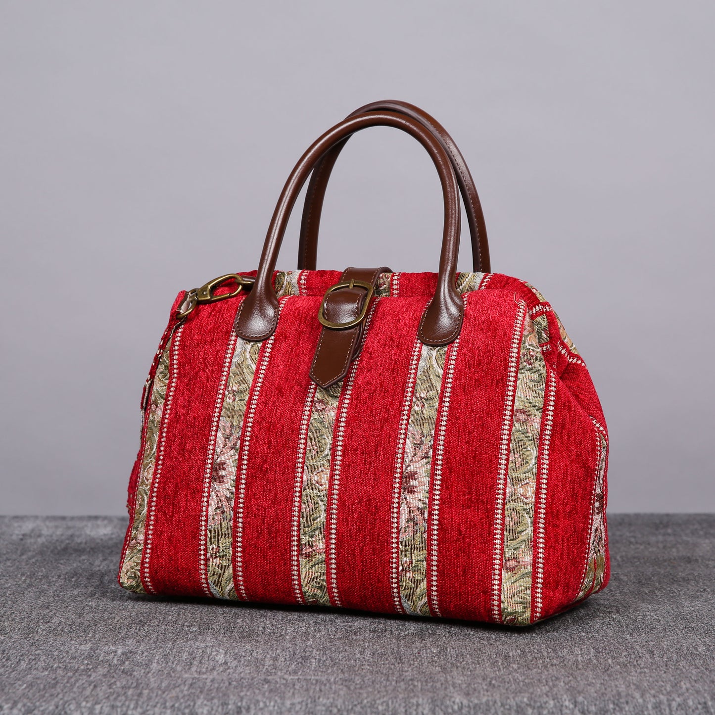 Carpet Purse Floral Stripes Red