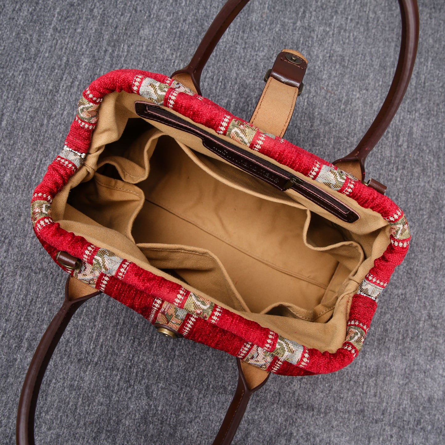 Carpet Purse Floral Stripes Red