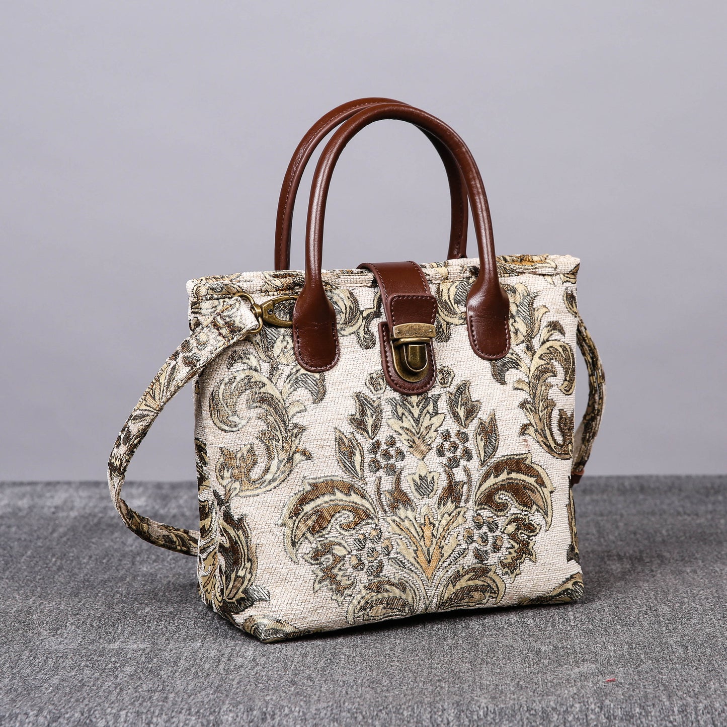 Mini Carpet Tote Victorian Blossom Cream/Gold