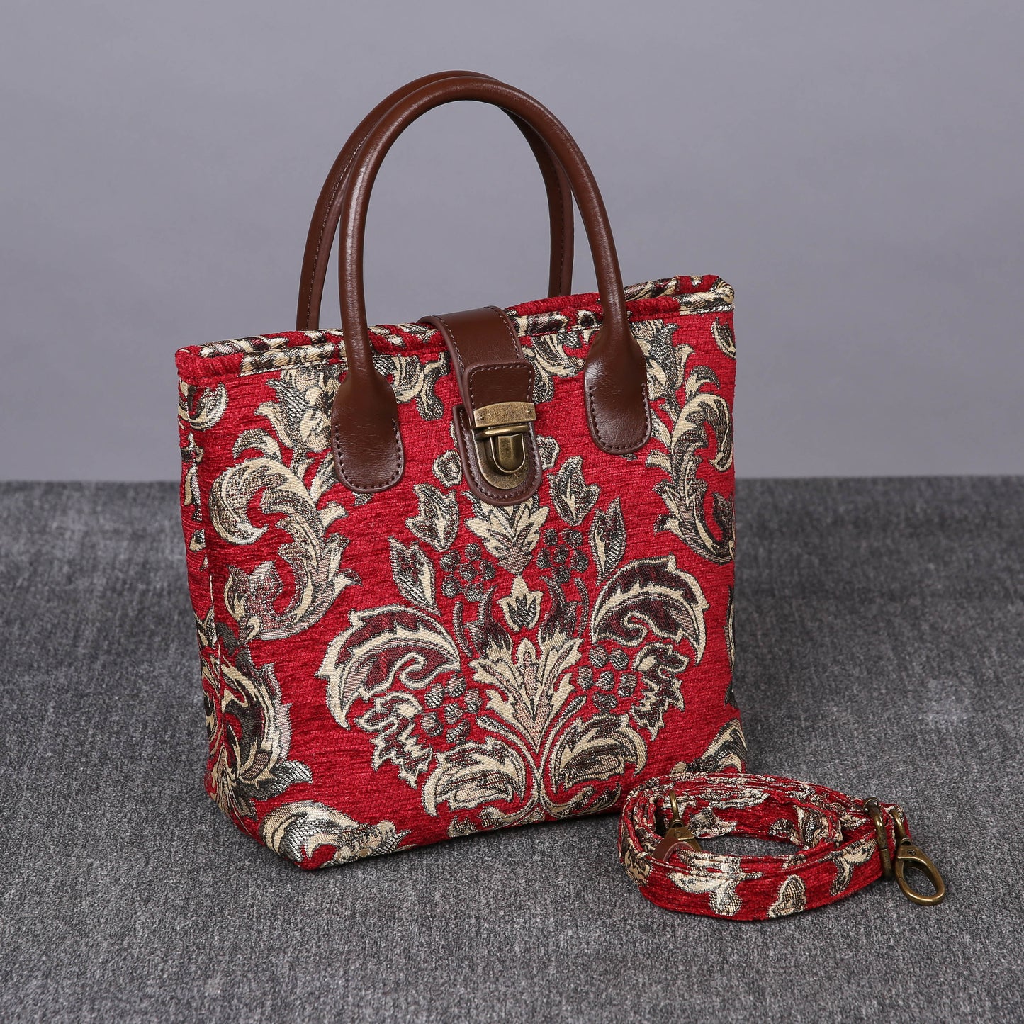 Mini Carpet Tote Victorian Blossom Red/Gold