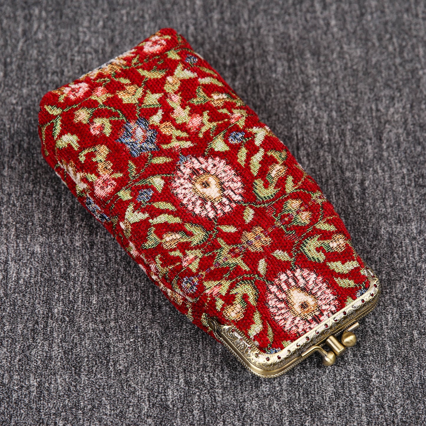 Vintage Carpet Glasses Case Double Kiss Lock<br>Oriental Color