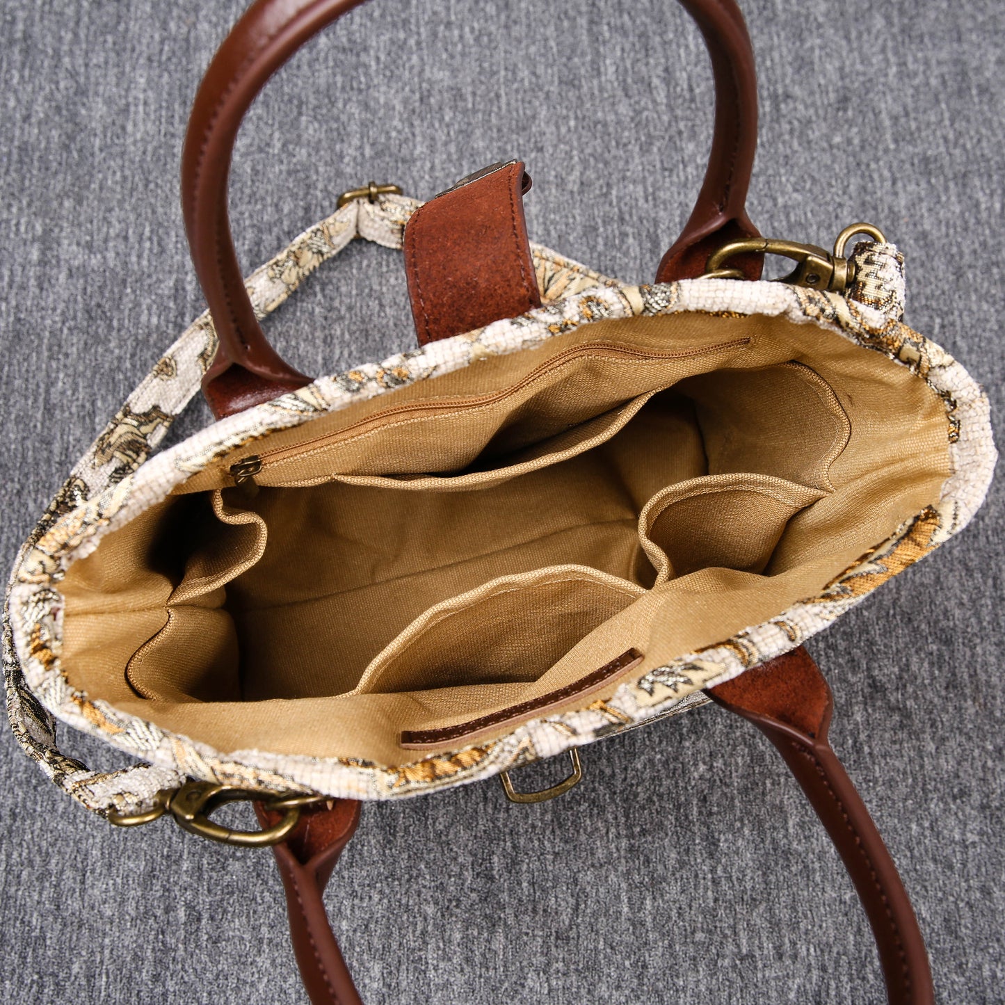 Mini Carpet Tote Victorian Blossom Cream/Gold