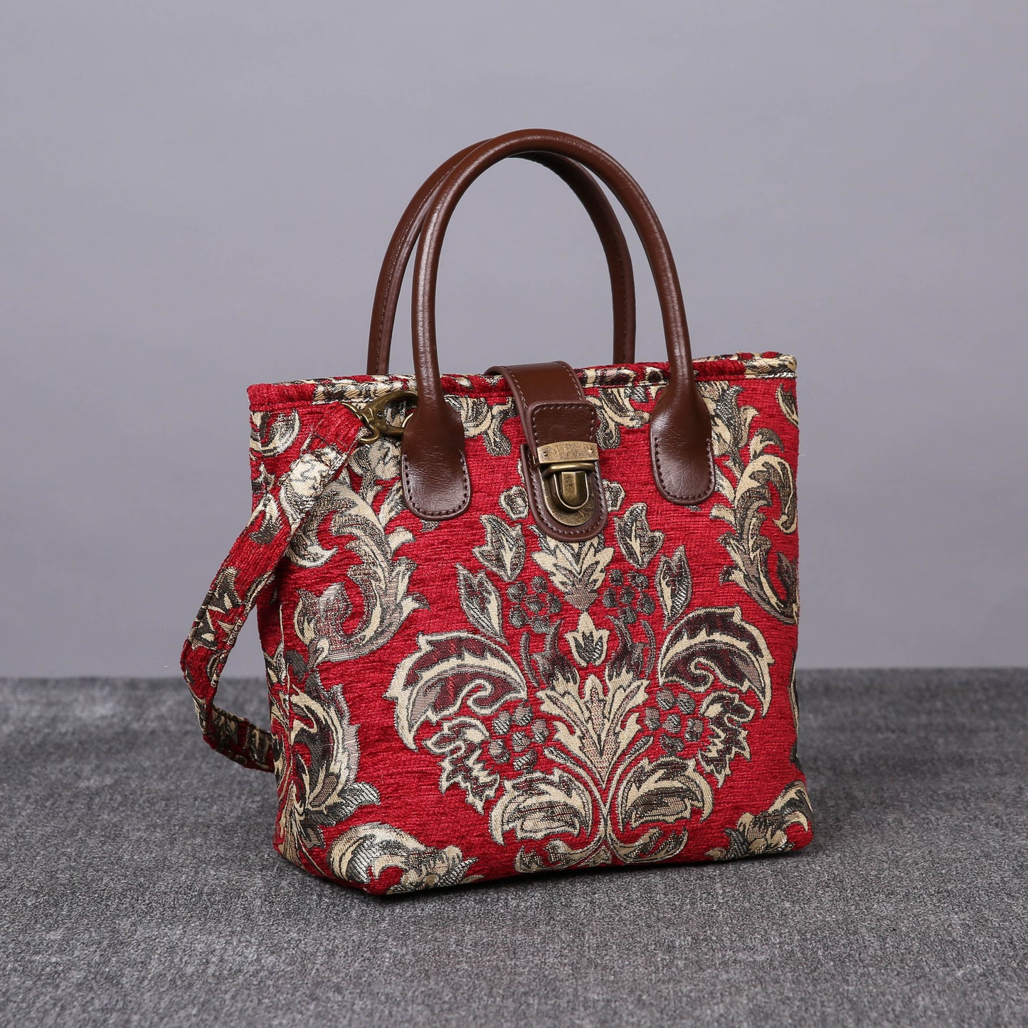 Mini Carpet Tote Victorian Blossom Red/Gold