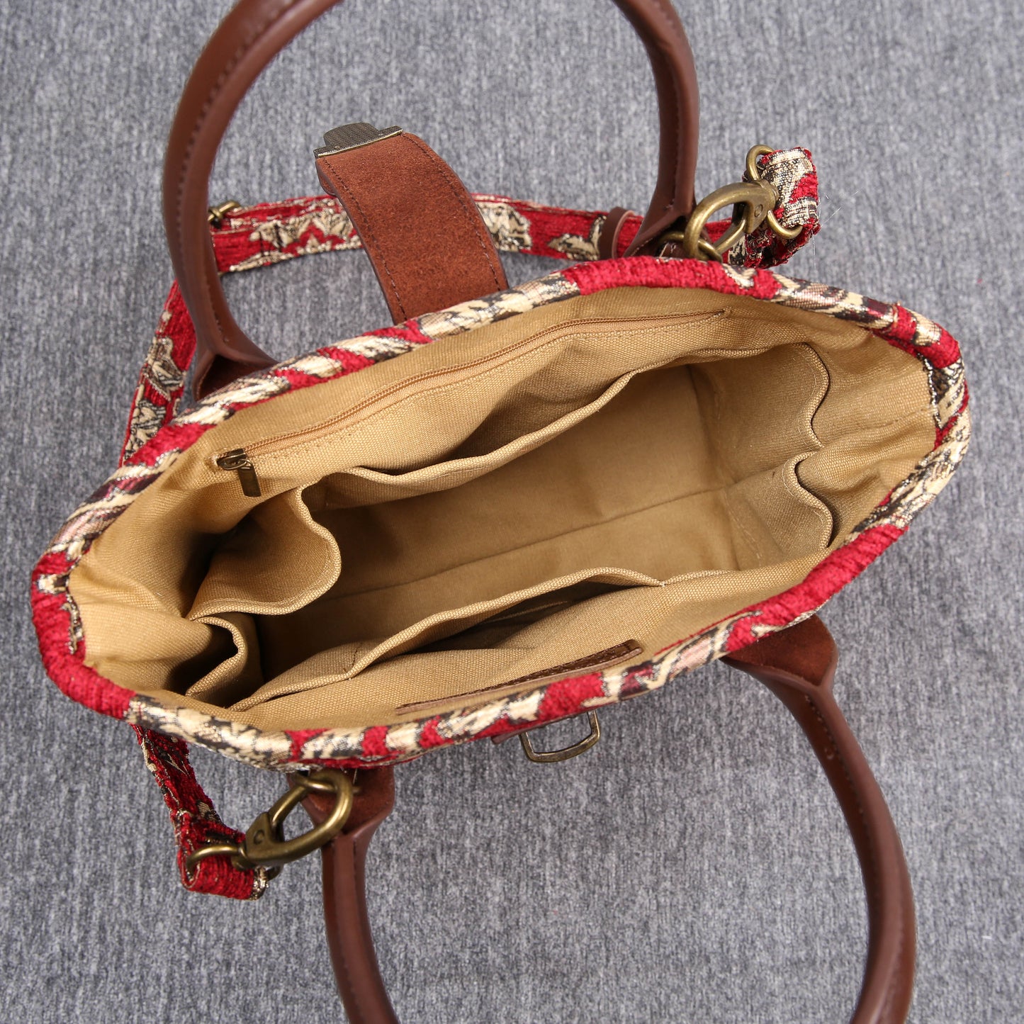 Mini Carpet Tote Victorian Blossom Red/Gold