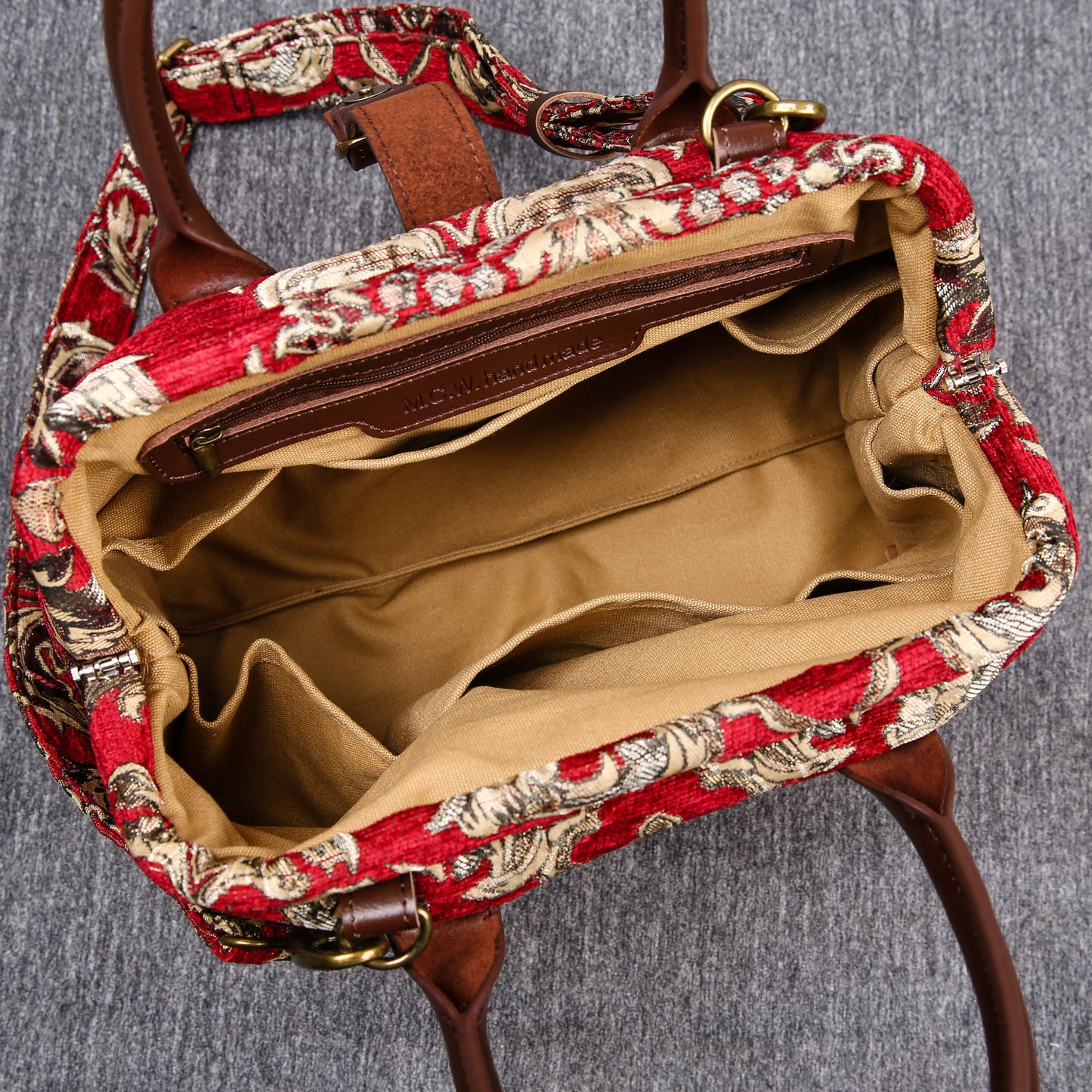 Carpet Handbag Victorian Blossom Red/Gold