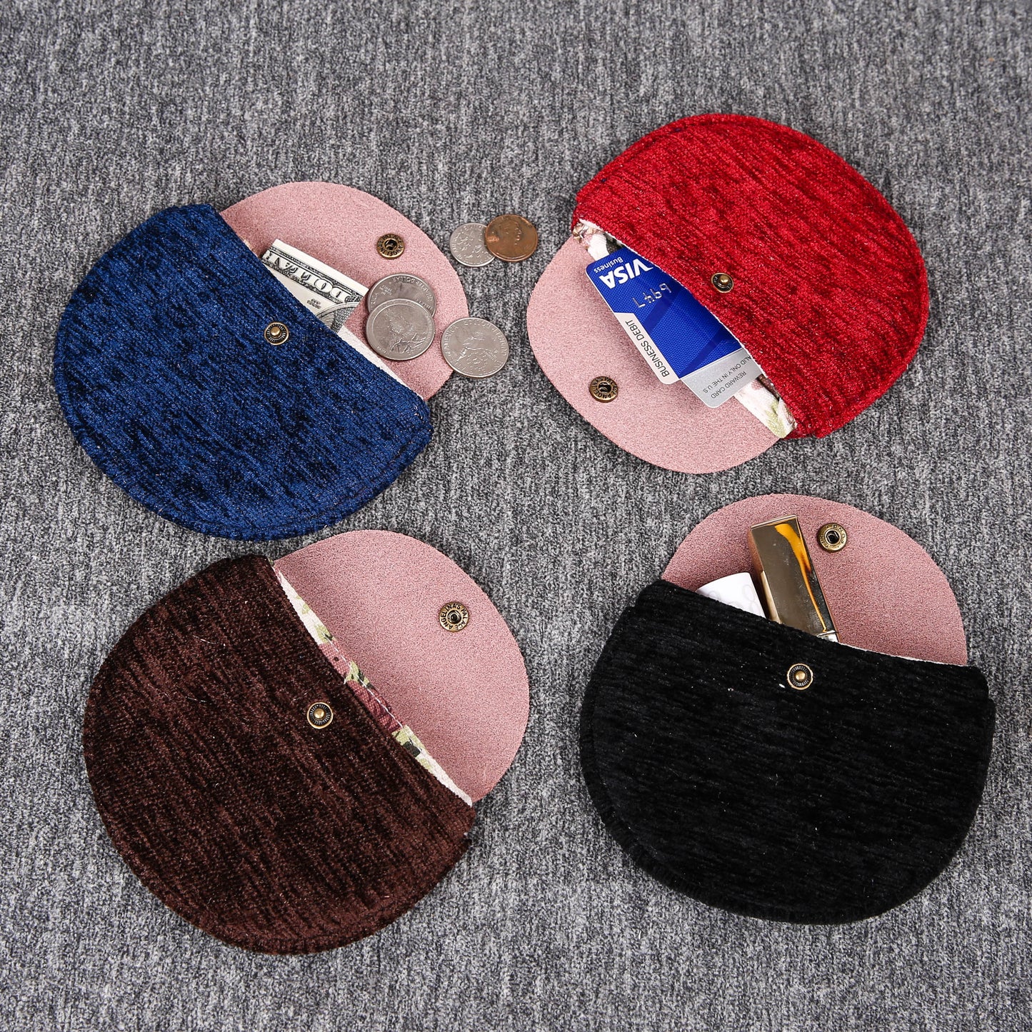 Minimalist Style Leather Carpet Coin Purse<br>Solid Colors