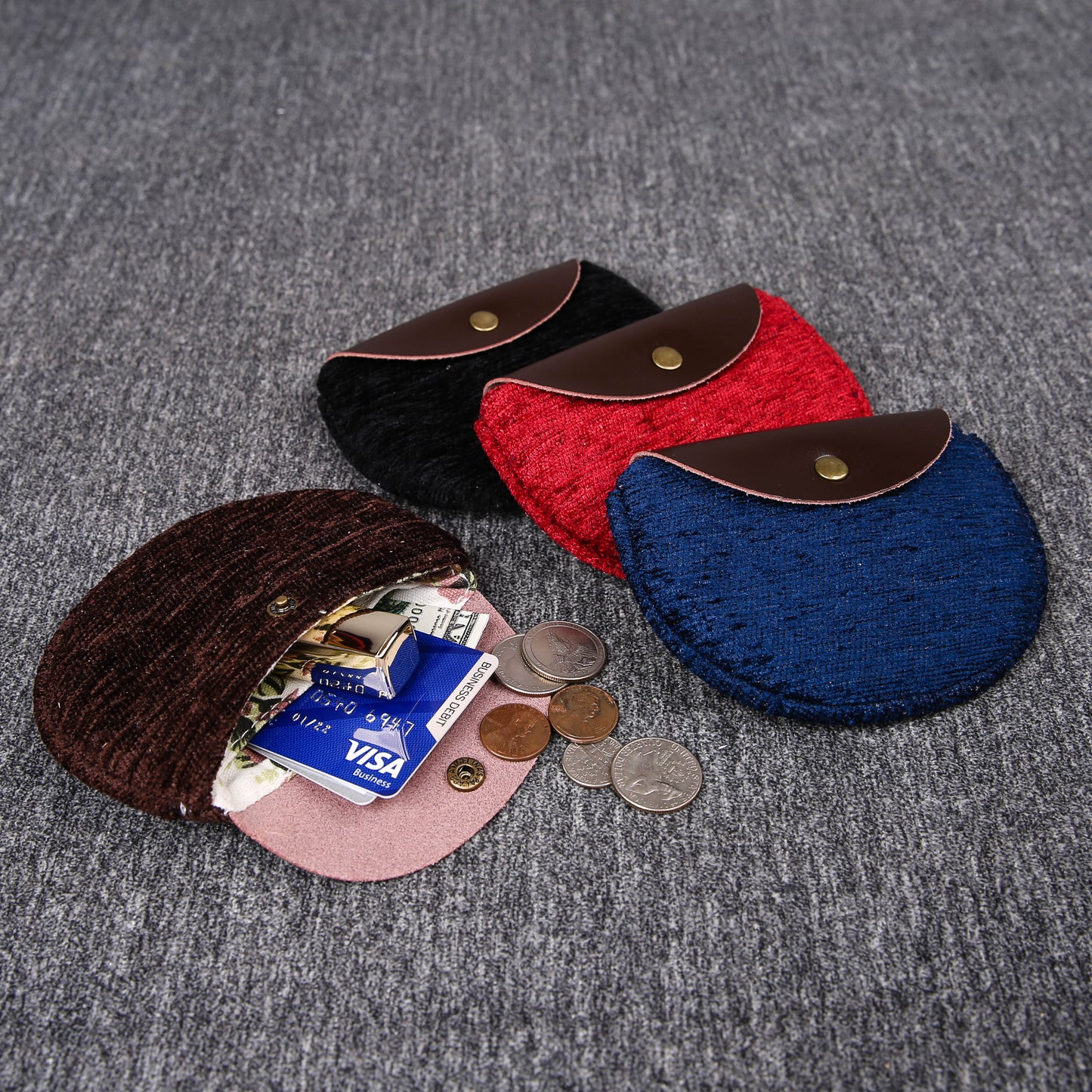 Minimalist Style Leather Carpet Coin Purse<br>Solid Colors
