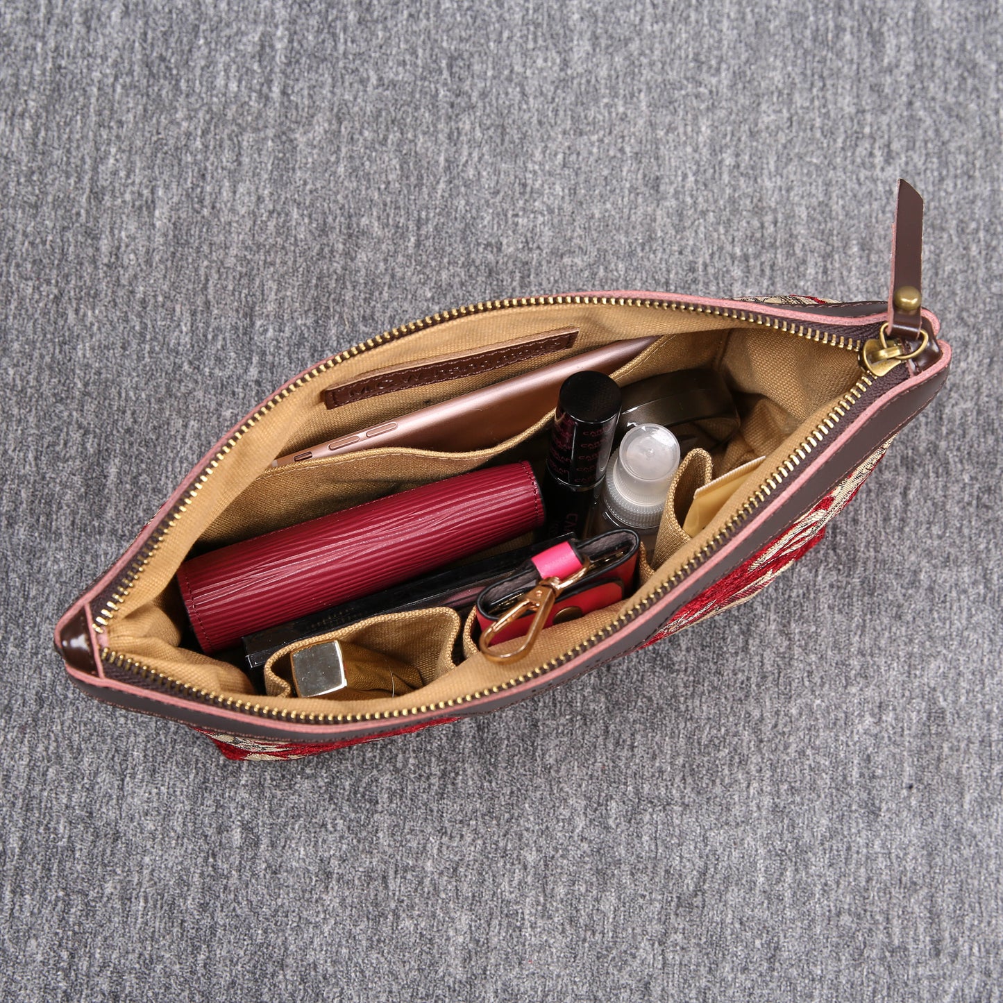 Carpet Makeup Bag Victorian Blossom Red/Gold