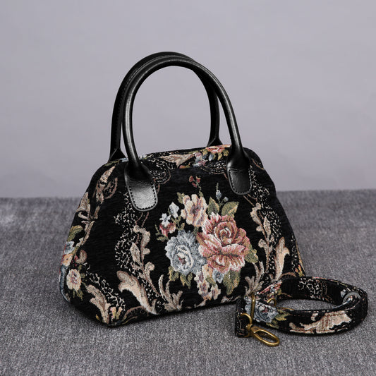 Carpet Handbag Floral Black