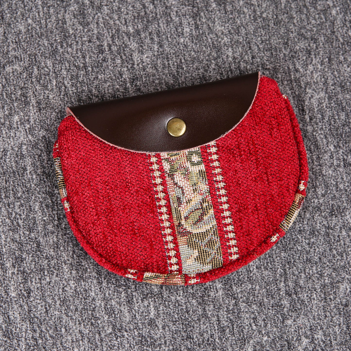 Minimalist Style Leather Carpet Coin Purse<br>Floral Stripes