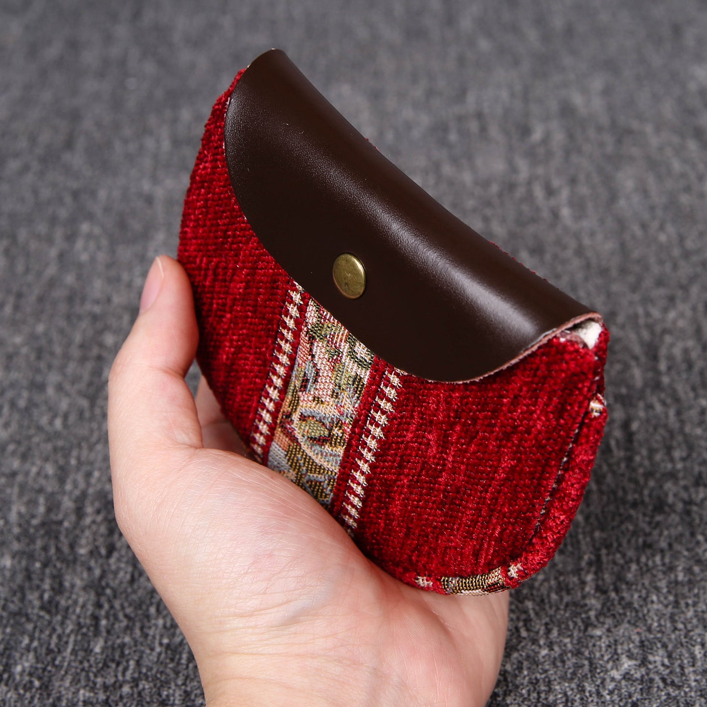 Minimalist Style Leather Carpet Coin Purse<br>Floral Stripes