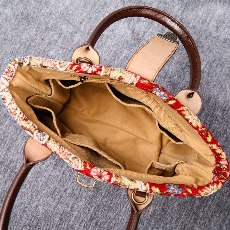 Mini Carpet Tote Oriental Wine