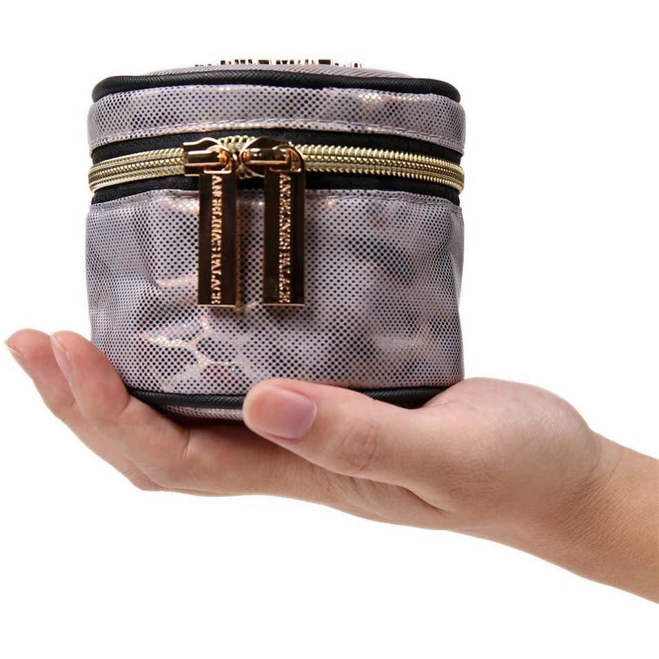Round Jewelry Case Metallic Silver