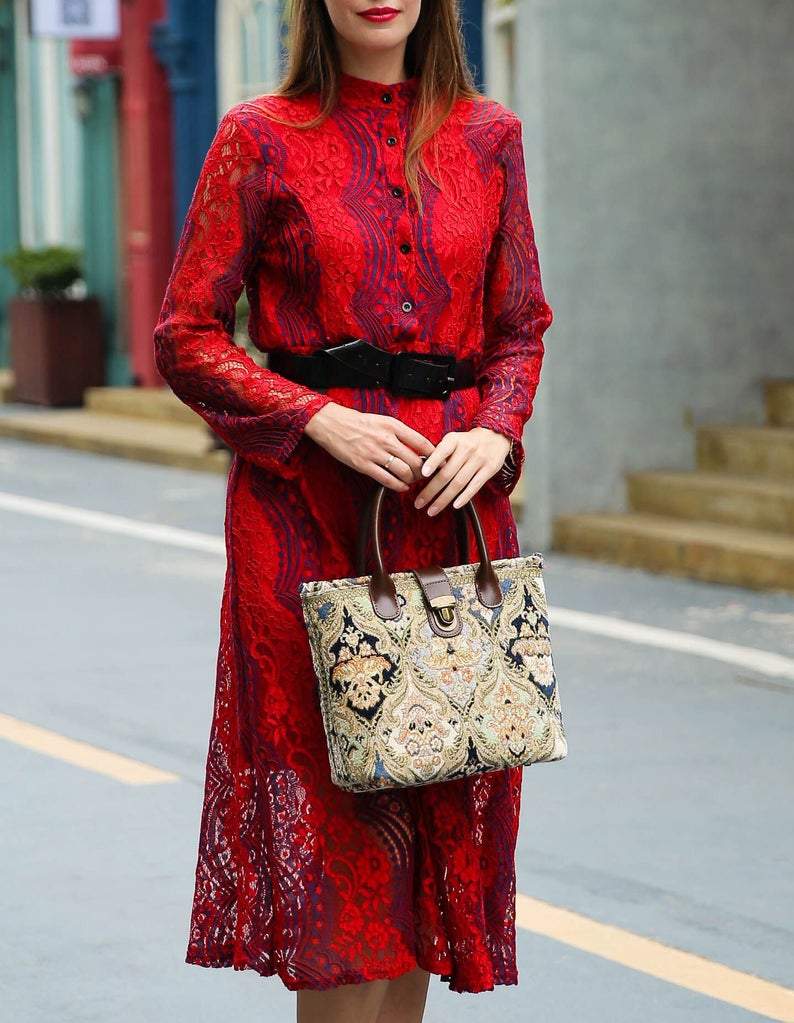 Mini Carpet Tote Golden Age Navy