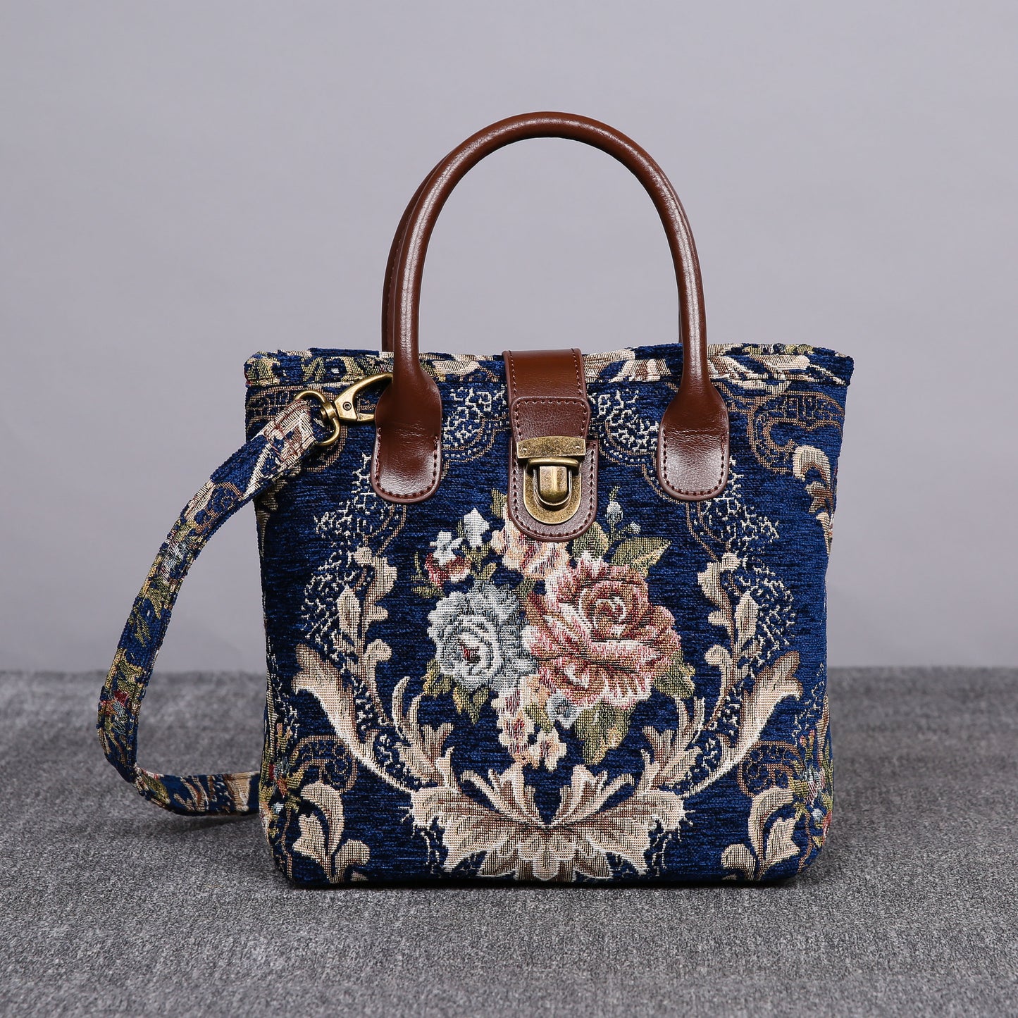 Mini Carpet Tote Floral Blue