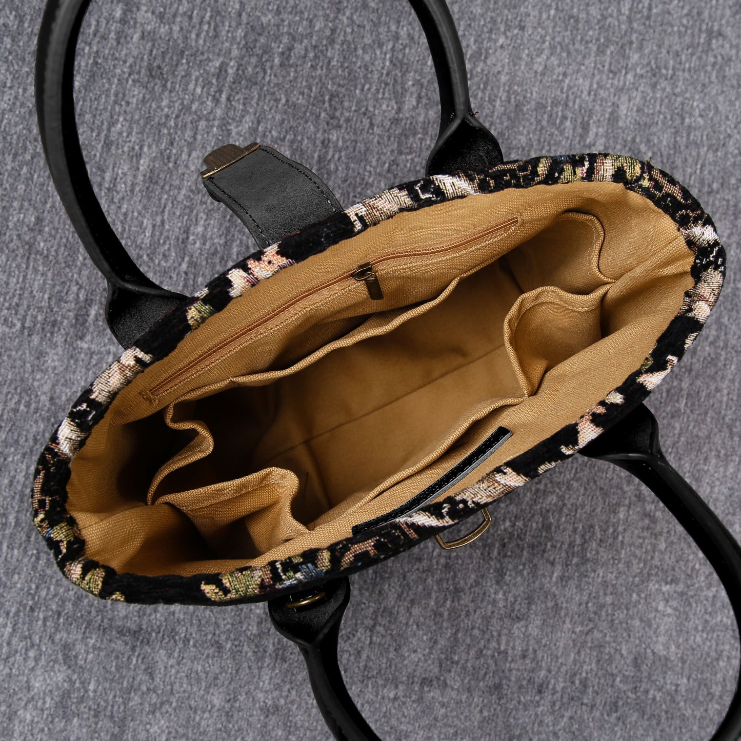 Mini Carpet Tote Floral Black