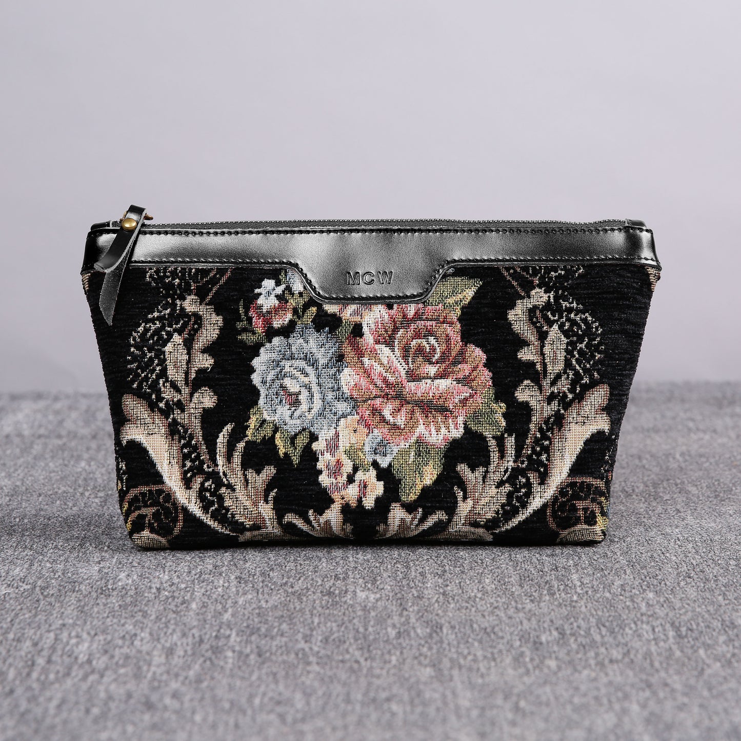 Carpet Makeup Bag Floral Black