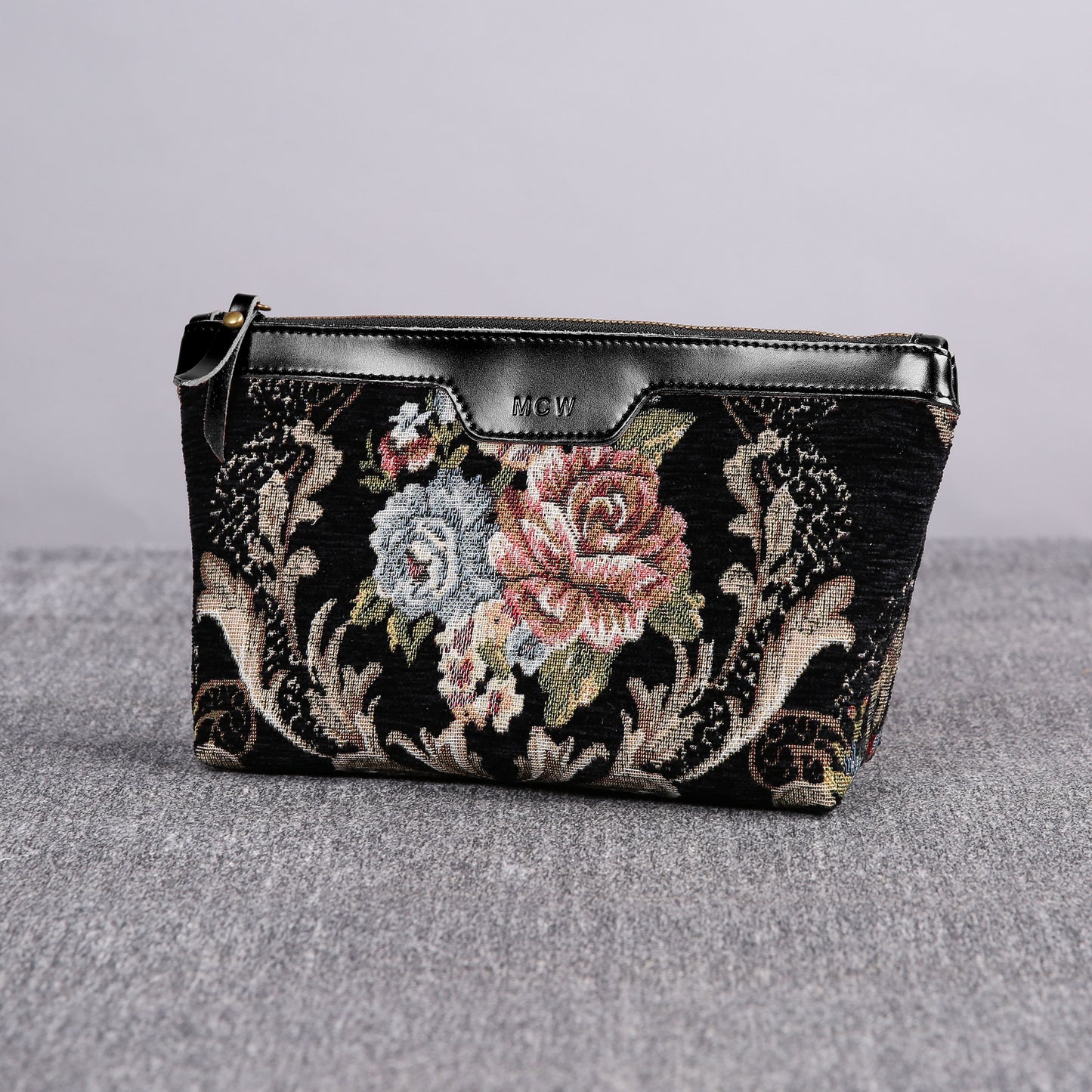Carpet Makeup Bag Floral Black