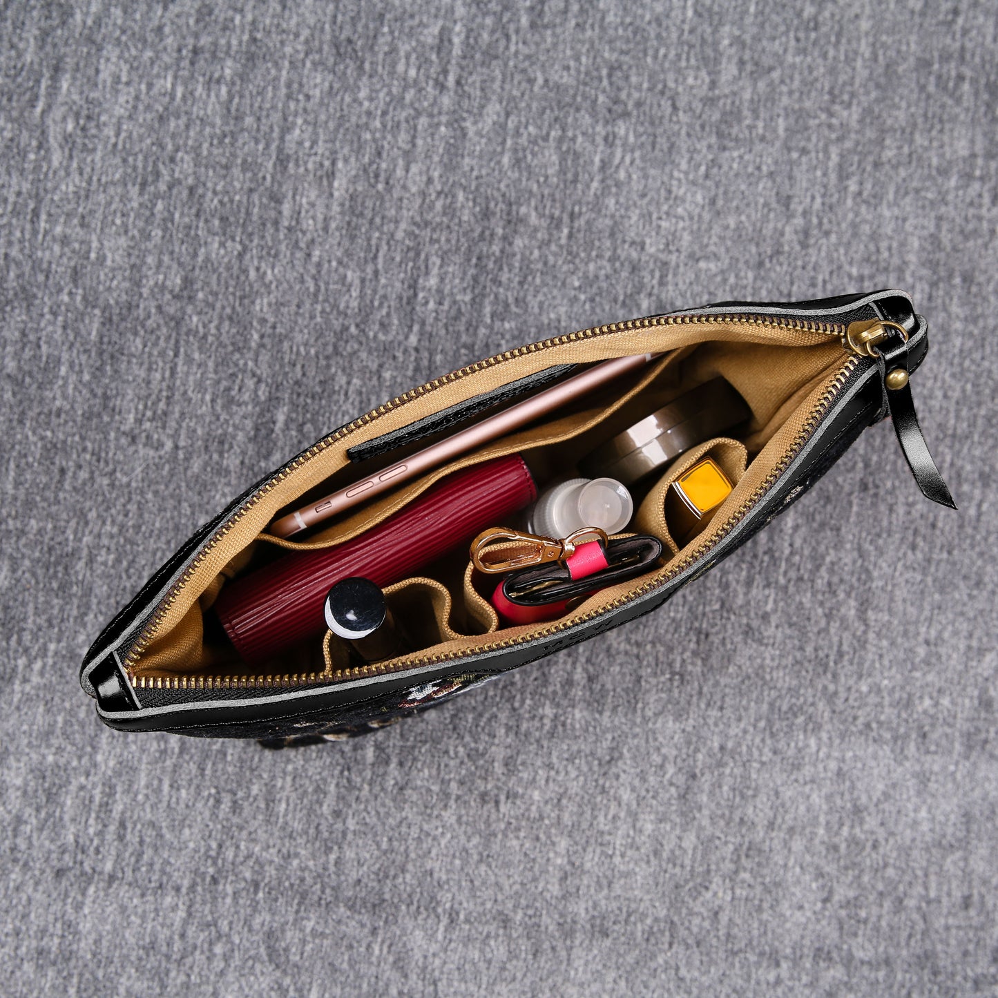 Carpet Makeup Bag Floral Black