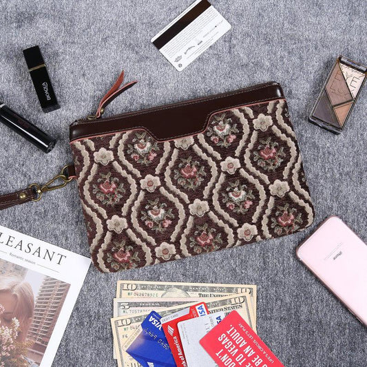 Carpet Clutch & Wristlet Traditional Coffee