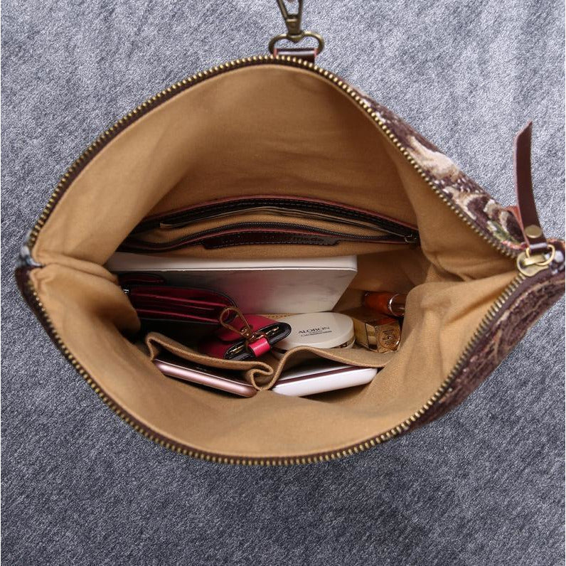 Carpet Crossbody Bag Floral Coffee