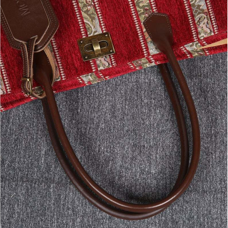 Carpet Tote Floral Stripes Red