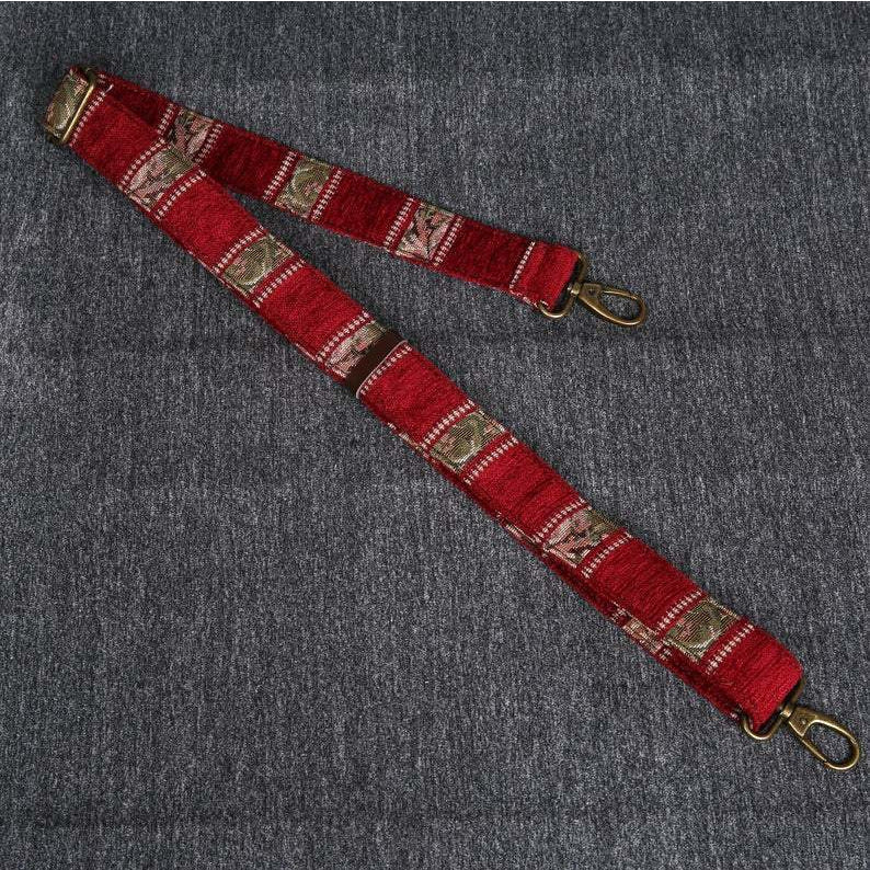 Carpet Purse Floral Stripes Red